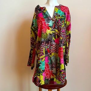 Bright floral tunic top XXL made in India 100% cotton